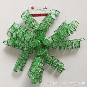 Mesh Ribbon Curly Gift Bow with Sticker